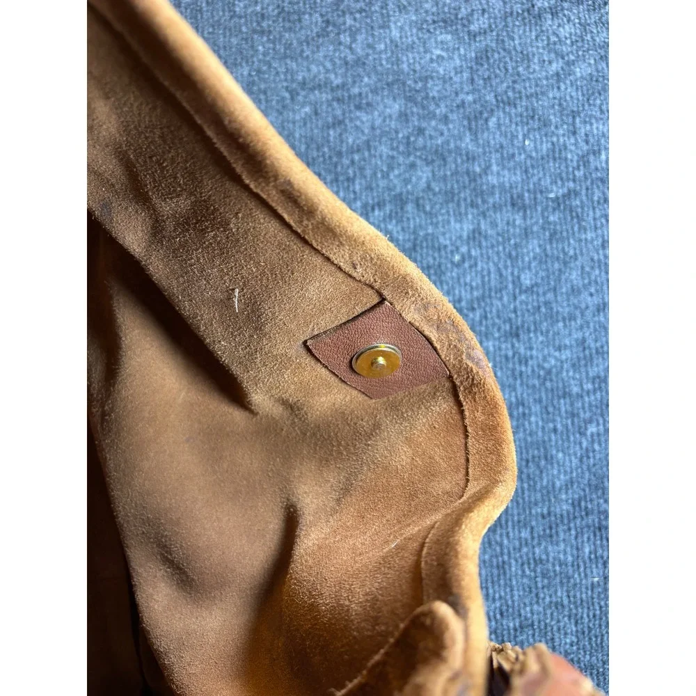 Handmade Leather Suede Hobo Bag Braided Strap Concho Brown Southwestern‎ Boho